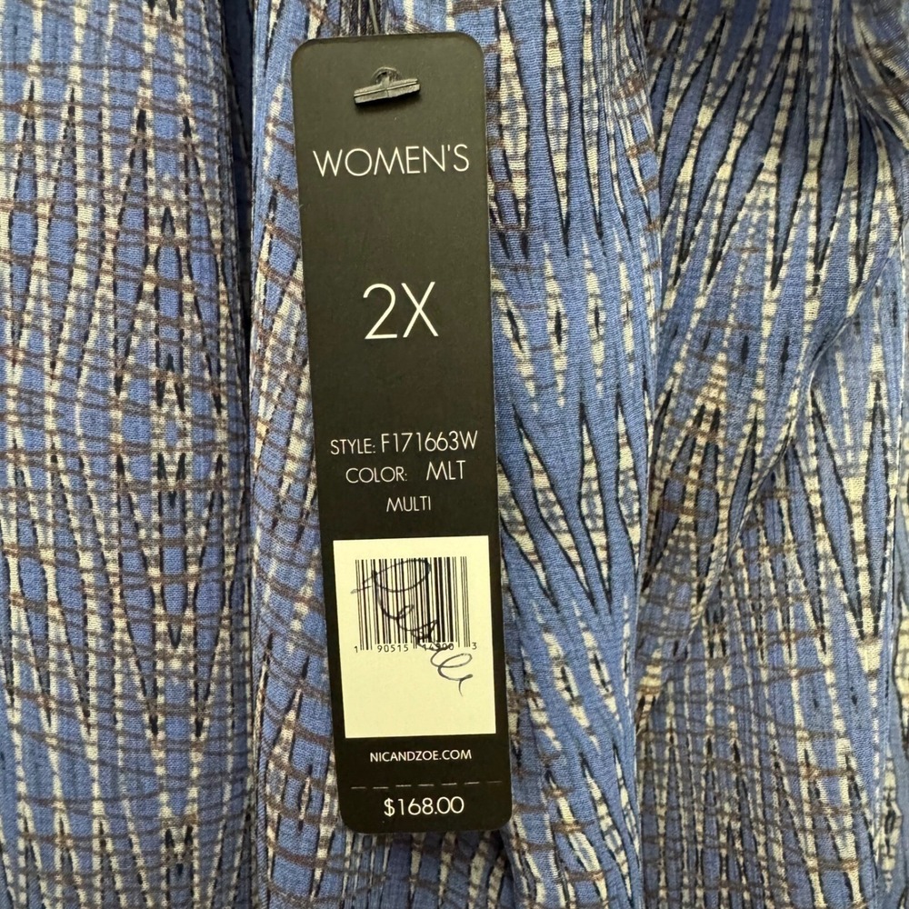 Nic+Zoe NWT Blouse 2X V Neck Long Sleeve Tunic Top‎ Purple Blue Office Career - Picture 5 of 7